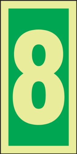 Panneau adhésif IMO chiffre 8 vinyle luminescent vert pour évacuation