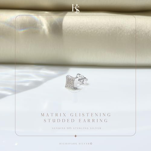 925 Square Solitaire Earring Sterling Zirconia Single Stud