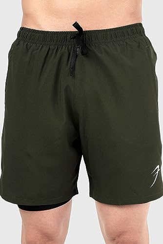 Image of FUAARK Double Layer 2 in 1 Sports Shorts with Inner Tights for Men Gym Tight Short with Pocket