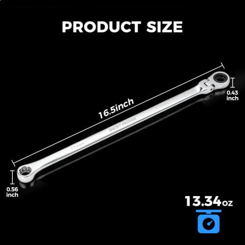 Image of 16.5 inch Long Flex Head Nano Socket Ratchet Wrench for 3 /8 inch Nano Sockets, 17mm