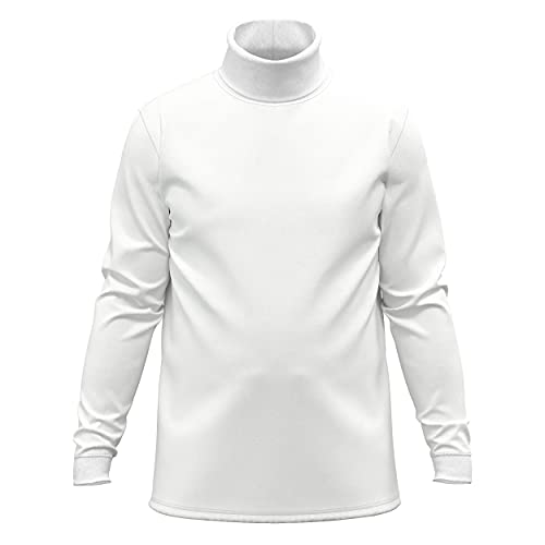 Chandail à Col Roulé Hommes 100% Coton Tricoté Peigné Ultra-Doux Design Euro Blanc