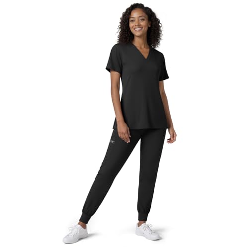 Dvoliaw Scrubs for Women V-Neck Set, Thickened 4-Way Stretch Scrub Top & Jogger Pants with Utility Pockets