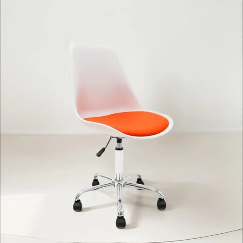 Image of Amazon Brand - Umi Height-Adjustable Modern Revolving Rotary Arm Office Study Desk Chair - Ideal for Spa, Bar, Home - White & Orange Color