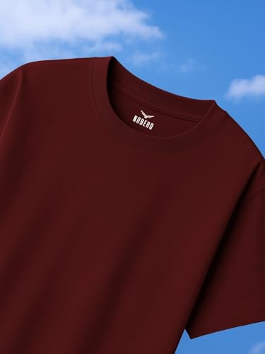 Image of Nobero 100% Cotton Oversized T Shirts for Men Stylish | Oversized Fit | Solid T Shirts for Men 180 GSM Combed Cotton | Round Neck Half Sleeve