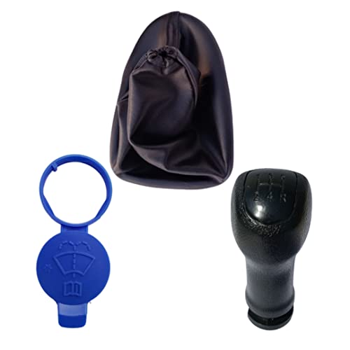 for Chevrolet Beat Car Gear Shift Lever Knob/Lever Cover Boot/Windshield Washer Bottle Tank Cap Pack of 3 Items [0923] Black