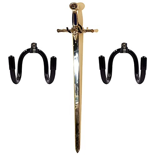 Flexible Adjustable Wall Hook Sword Hanger Display - Universal Holder for Sword Dagger Axe Keyblade - Vertical/Horizontal Display - Sturdy Enough - 2 Pack