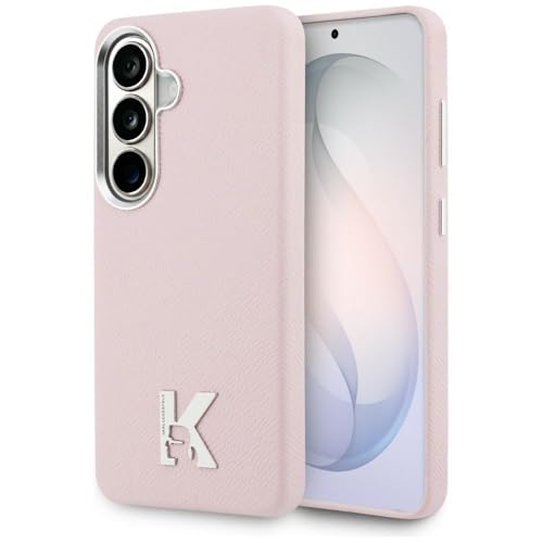 CG MOBILE Karl Lagerfeld K Coque de protection en métal avec logo compatible avec MagSafe pour Samsung Galaxy S26 (rose)