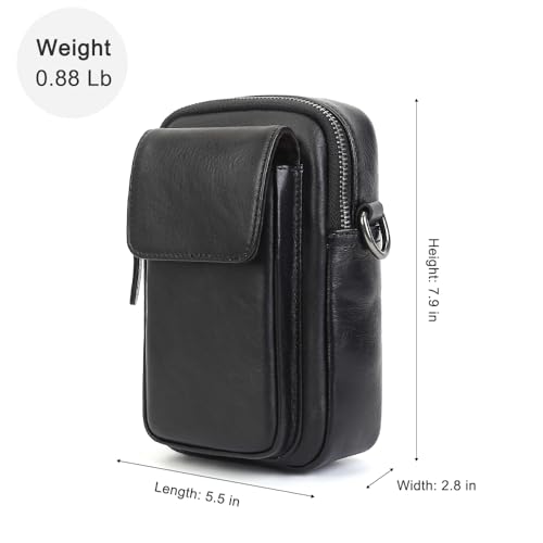 Image of Small Leather Crossbody Bags for Women Mini Messenger Bag for Men Purse Shoulder sling bag