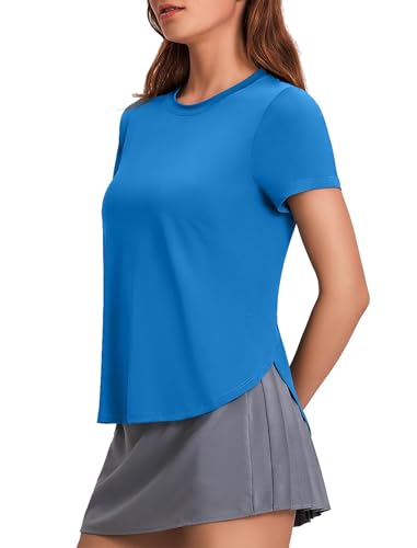 PINSPARK Camiseta Deportiva de Manga Corta para Mujer, Camiseta Deportiva UPF 50+, Camiseta de protección Solar, Camiseta Transpirable para Correr, Yoga Camiseta, Camisetas Deportivas para Fitness