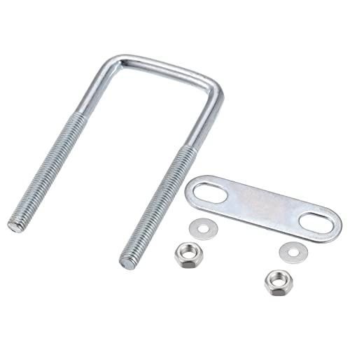 Image of METALLIXITY U Bolts 2 Sets (M8x40x100mm), Square U Bolt Carbon Steel with Accessories - for Construction, Pipe