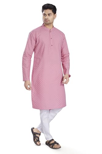 Image of DIVISIVE Men's Thread Embroidered Cotton Only Slim Fit Kurta