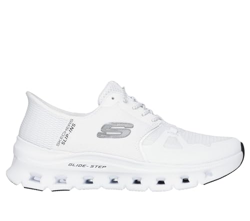 Skechers Glide-Step PRO - Sneaker da Donna, Senza Lacci, Senza Mani, Bianco = Bianco, 9 Wide