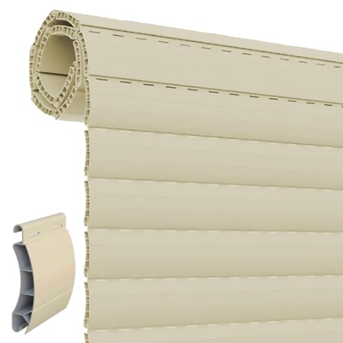 Rollo De Persiana Enrollable Exterior de Lama Curva 39mm PVC A Medida. Medidas Ancho 40 x 60 Alto. Color Marfil