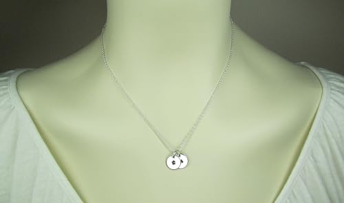 Generic Monogram Necklace Sterling Silver Personalized Necklace Gift For Her Custom Hand Stamped Disc Initial Necklace Layering Jewelry thumb #4