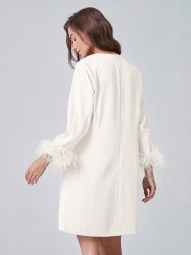 Image of D-Sun Women Feather Dress 3 /4 Sleeves Cocktail Dresses