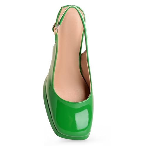 Image of High Heels for Women Slingback Square Toe Pumps Shoes Closed Toe Heels Mary Jane Fashion Dressy Platform Heeled Sandals
