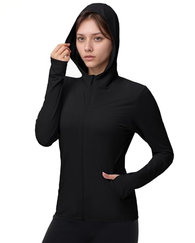 isnowood Women's UPF 50+ Sun Protection Rash Guard, UV SPF Long Sleeve Zip Hoodie Jacket, Lightweight Hiking Outdoor Shirts2