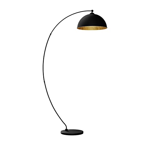 Lindby Stehlampe Metall schwarz gold, Bogenlampe mit Fußschalter 1x E27,...