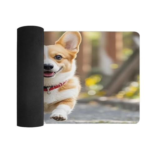 Running Corgi Alfombrilla de Escritorio Grande Blanco miniatura 3
