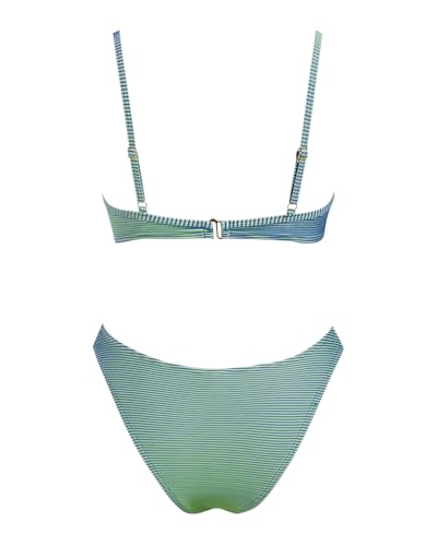 VOLAFA Women's Triangle Bikini Set Textured U Wire Push Up Solid Cheeky Two Piece Swimsuit Bathing Suit4