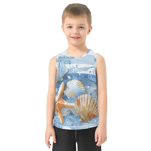 susiyo Summer Seashell Starfish Boys Sleeveless Tank Top Girls Athletic T Shirt2
