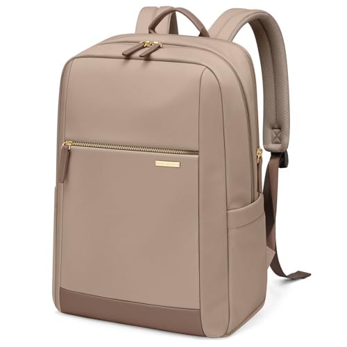 GOLF QUALITY Mochila Portatil Mujer, Mochila Ordenador Portatil 15.6 Pulgadas, Elegante Casual Backpack para Trabajo Universidad,Marrón