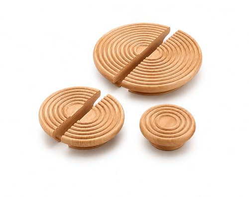 Image of Heavy Duty Steam Beech Wood Door Handles for Main Door, Cabinet, Wardrobe, Drawer | Semi-Circle Wooden Pull Push Handle Set Hardware for Home & Office - Pack of 1 (Full, 4 inch x 4 inch)