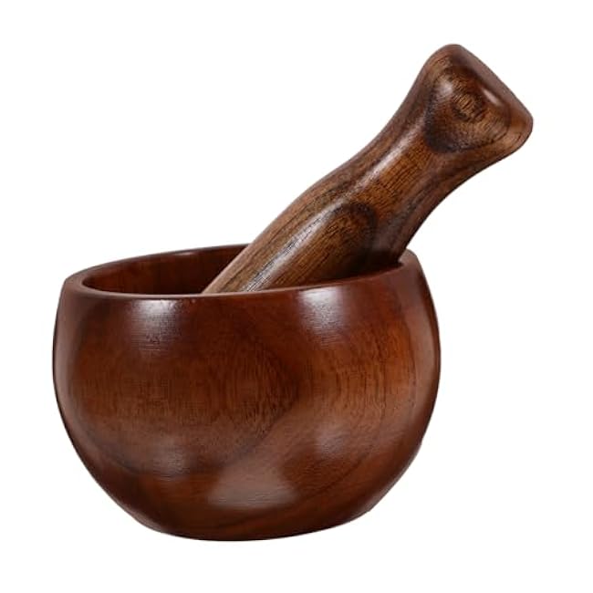 KICHOUSE 1set Wooden Pestle and Bowl Set for Grinding Garlic Avocado and Spices Kitchen Tool for Sauces and Seasoning Preparation Elegant Wood Design