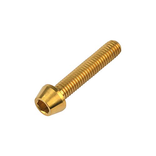 Image of Titanium Ti Bolt M5x9 16 18 20 25 30 35 40 45 50 55 60mm Tapered Head Screws Pack of 4 (M5x25mm, Gold)