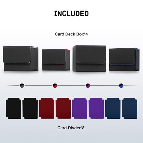 Image of ZLCA Card Deck Box for Trading Cards, MTG Commander Deck Box Holds 120+ Single Sleeved, Leather Magnetic Card Storage Case Fits for TCG CCG Magic(Black Set)