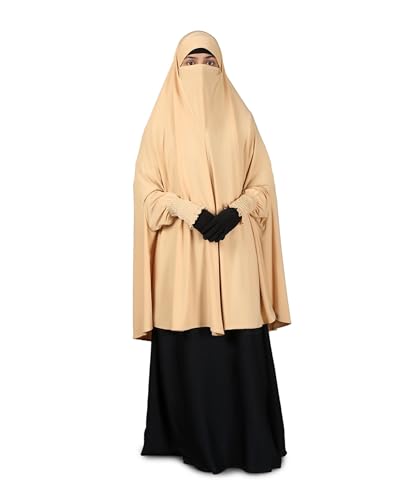 ICW Womens Stretchy Jersey Smoking Sleeve Jilbab Prayer Khimar Hijab (One Size)