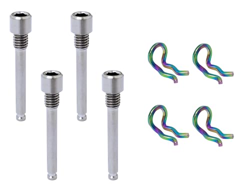 Young Wolf 4 juegos de tornillos de aleación de titanio para pinza de bicicleta, tornillo de pastillas de freno M4, pasador de perno de pinza de freno de disco con anillos compatibles con Shimano