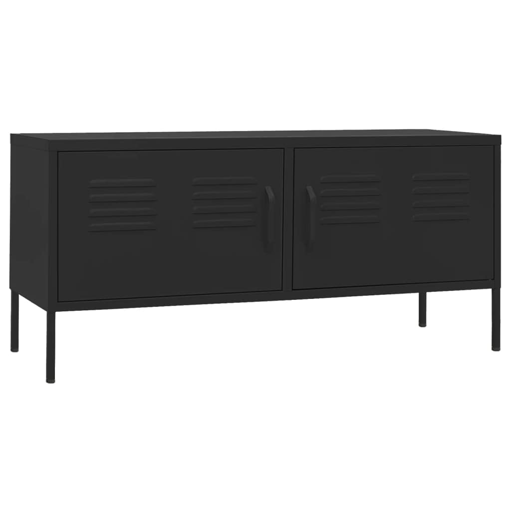 vidaXL Mueble para TV Soporte Mobiliario Aparador Armario Estante Sala de Estar Salón Dormitorio Decoración de Acero Negro 105x35x50 cm