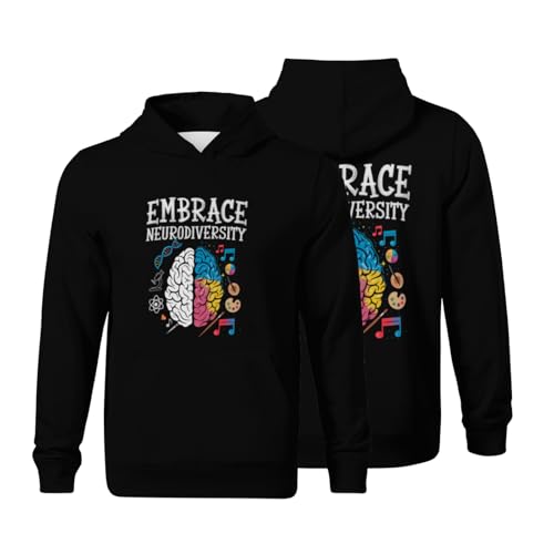 Kids Retro Embrace Neurodiversity Autism Awareness Boys Girls Lightweight Kangaroo Pocket Hoodies