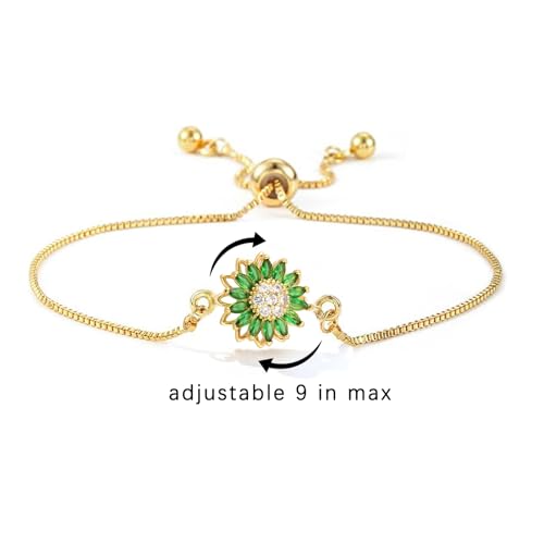 Sunflower Mood Bracelet for Women Spinning Bracelet for Anxiety Adjustable Flowers Rhinestone Fidget Bracelets Sparkly Sunflowers Wrist Bracelets Statement Worry Relieving Jewelry Accessories3