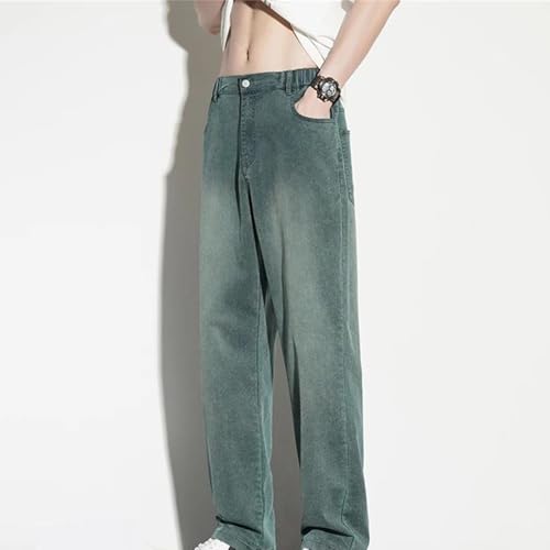 Men's Summer Big Tall Jeans Stretch Pants Extra Long Straight Leg Elastic Waist Loose Sports Trousers3