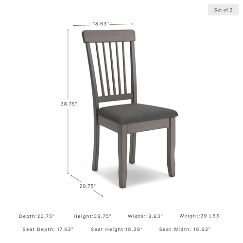 Image of Signature Design by Ashley Shullden Casual Dining Room Side Chair with Spindle Back, 2 Count, Gray
