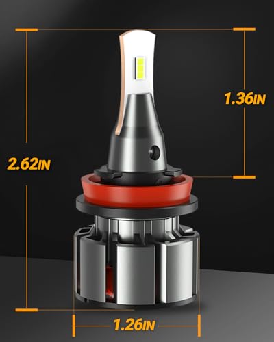 Image of SEALIGHT H11 /H9 /H8 LED Fog Bulbs, 8X Ultra-Brightness than Halogen, 10-Year Extended Lifespan, 6500K White Illumination for Automotive H11 Fog Lights, Plug-N-Play, Pack of 2