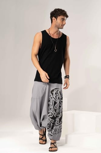 Image of The Veshti Company Printed Harem Pants for Men's Cotton Hippie Style Baggy Boho Yoga Pajama Pant with Pocket