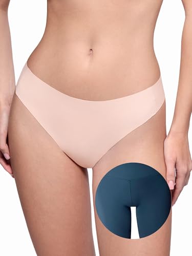Image of LUCKMEEY Cotton Thongs for Women Seamless Thongs for Women No Show Thong Panty Liners Workout G-String Thongs Underwear