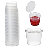 50 macetas pequeñas de 1 onza con tapas, macetas pequeñas de plástico con tapas, recipientes de plástico para condimentos y ensaladas