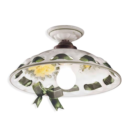 Plafonnier Napoli métal céramique noir cuivre luminaire E27 plafond