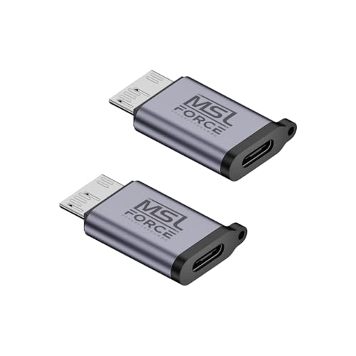 日本の中小企業 MSL FORCE Micro-B 3.0 変換アダプタ SB3.2 Gen2 10Gbps SSD HDD 外付け プラグ&プレイ USB-C メス to Micro-USB オス 2個セットの商品画像（Amazon）