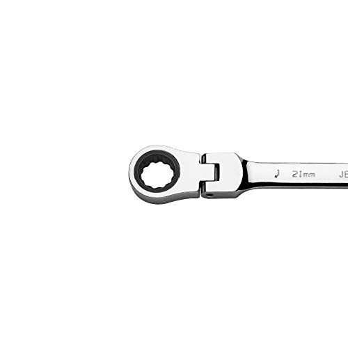 Jetech 21mm Flexible Head Gear Wrench, Industrial Grade Ratcheting Combination Spanner, Forged, Heat-Treated Cr-V Alloy Steel - Image 2