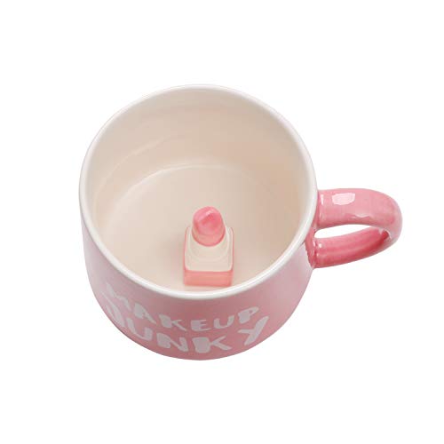 3D Coffee Mug Lipstick InsideCute Handmade Figurine Ceramics Cup 12 ozChristmas&Birthday&Mothers Day Surprise for Friends Family or KidsBest Office Cups Couples Mugs Lipstick