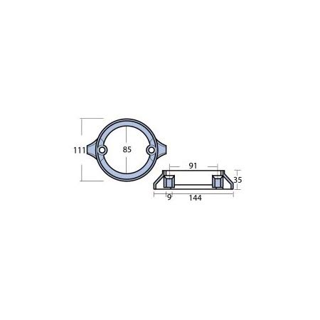 Anode collier magnésium Lindemann VolvoPenta 290 idéale pour la navigation en eau douce