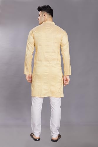 Image of DIVISIVE Men's Jequard Embroidered Art Silk Slim Fit Only Kurta