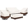 Aacabo Patio Furniture Covers Set,4-Piece 600D Heavy Duty Waterproof Outdoor Furniture Cover for Patio Swivel Rocker Chairs,Loveseat and Coffee Table,Beige & Brown