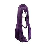Boccte Doki Doki Literature Club Yuri Women Purple Long Wig Cosplay Costume Heat Resistant Synthetic Hair Party Role Play Wigs for Women Wigs