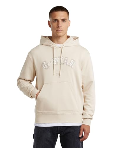 G-STAR Sudadera con capucha Embro Logo HB Hoodie para Hombre, Blanco (dk talc D27100-D257-A488), M